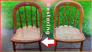 Refinishing wooden chairs from a thrift store [upl. by Crystie]