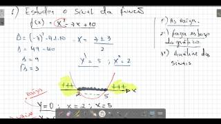 Equação do 2 Grau  Estudo do Sinal  Parte 2  Como Fazer estudo de Sinal Ex 1 e 2 [upl. by Imerej]