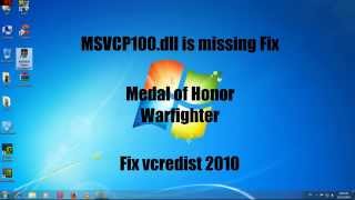 MSVCP100dll Is missingfixed Visual Redist C Fix 2010 Medal of Honor Warfighter Fixed [upl. by Fellner62]