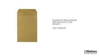 Envelope C4 80gsm Manilla Self Seal Pack of 250 WX3470 WX3470 [upl. by Aisad261]