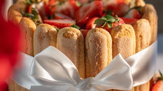 Easy Strawberry Ladyfinger Cake Recipe  No Bake Creamy amp Delicious Dessert [upl. by Wahlstrom423]