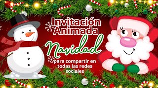 Tarjeta Navideña Animada 🎄 Invitación Digital Virtual y Gratis con mensaje [upl. by Obadiah]