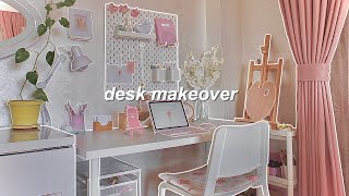 aesthetic desk makeover 🎀  pinterest inspired ✨ [upl. by Harias]