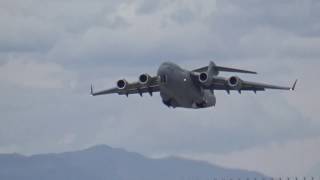 Military Visitor USAF C17A Globemaster III McChord AFB990166 Arriving amp Departing Las Vegas [upl. by Joye]