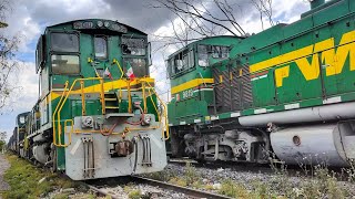 Ferrovalle EMD MP15AC 9819 PolímerosSW1504 8831MP15AC 9820 Tren Balastero VK [upl. by Matthei]