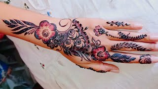 Flower style Design  Beautiful ❤️  mehndi flowerdesgins [upl. by Aliban]