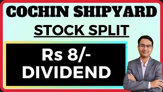 COCHIN SHIPYARD Stock split 2023  Cochin shipyard dividend details [upl. by Alma728]