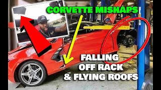 C8 CORVETTE FALLS OFF RACK at DEALER amp OTHER CORVETTE MISHAPS [upl. by Meehan451]