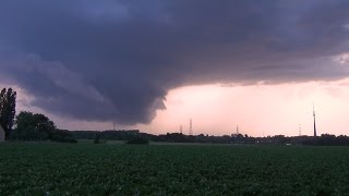 Zwaar onweer 7 juni 2014 wallcloud supercell mesocyclone hagel bliksems en timelapse [upl. by Noe]