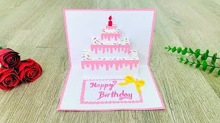 Easy Birthday Card  DIY pop up Cake card  Birthday Cake pop up card tutorial  DG Handmade [upl. by Yennej]