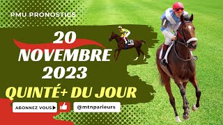 PMU QUINTÉ LUNDI 20 NOVEMBRE  Vincennes  Prix de MontignacCharente [upl. by Nairred]