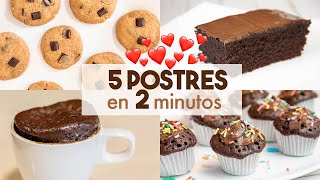 5 POSTRES en MICROONDAS 🍫🍪  en 2 minutos [upl. by Skinner]