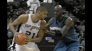 MVP Battle  Kevin Garnett vs Tim Duncan Wolves  Spurs March 2003 [upl. by Lohner]