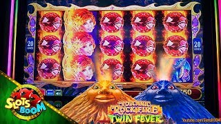 Volcanic Rock Fire Twin Fever BIG BONUSES Konami Slot in Morongo Casino [upl. by Atniuqal]