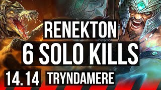 RENEKTON vs TRYNDAMERE TOP  6 solo kills Rank 11 Renekton  VN Challenger  1414 [upl. by Assennav]