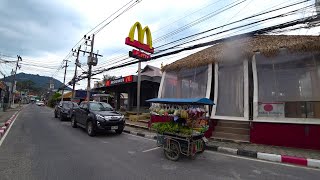 Lamai Walking street Koh Samui 2021  Virtual walking tour on a cloudy day in Thailand [upl. by Ailsun]