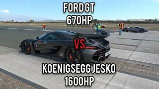 Ford GT Vs Koenigsegg Jesko  Drag Race 400Kmh koenigsegg dragrace [upl. by Assirahc]