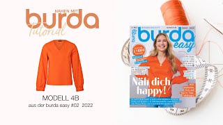 Nähanleitung Nähen mit burda – trendige Bluse in SeidenStoff Modell 4B  burda easy 222 5924 [upl. by Stoecker]