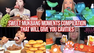 SWEET mukbang moments that will give you CAVITIES compilation [upl. by Adnara]