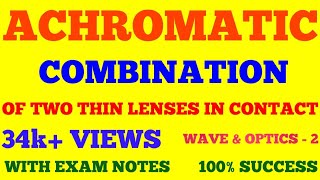 ACHROMATIC COMBINATION OF THIN LENSES IN CONTACT  METHOD TO REMOVE CHROMATIC ABERRATION  NOTES [upl. by Sears]