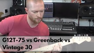 Celestion G12T75 vs Greenback vs Vintage 30 [upl. by Eirolam769]