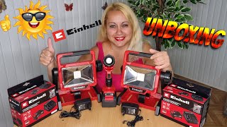 Unboxing and Test 3X Einhell BatteryPowered LED Lamp and 40 Ah Battery amp Charger [upl. by Izogn]