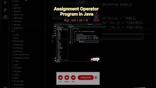 program of assignment operator in Java  shorts youtube ytshorts trending music youtubeshorts [upl. by Nikolia]