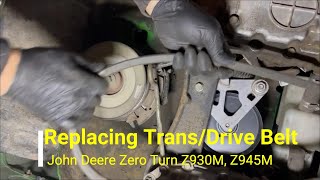 John Deere Zero Turn Drive Transmission Belt Replacement Z920 Z925 Z930 Z945 [upl. by Yralam]