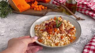 Risotto di zucca con pancetta  croccante e sfizioso [upl. by Hinkle125]