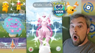 LA Sinnoh Tour City Experience Shiny Origin Palkia amp More Rare Shinies Caught Pokémon GO [upl. by Ahsilahk994]