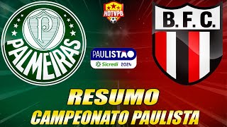 Palmeiras vence o BotafogoSP Por 1 a 0 e está em primeiro lugar geral no Paulistão [upl. by Ahseyk]