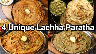 4 Unique Ways of Masaledhar Lachha Paratha Recipe  Crispy amp Flaky Layered Paratha Recipes [upl. by Lednar]