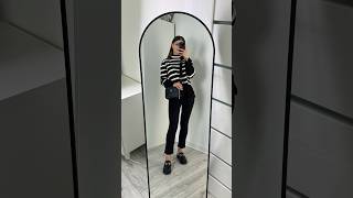 A black and white striped sweater cropped black jeans and classic black loafers 🖤🤍 IlaStylesDiary [upl. by Marron]