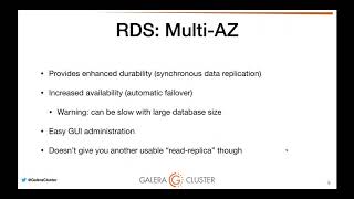 Running Galera Cluster on Amazon EC2 and comparing it to RDS and Aurora [upl. by Akital]