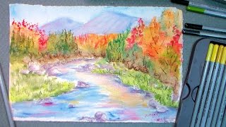 How to paint fall foliage in watercolor pencils [upl. by Spillihp429]