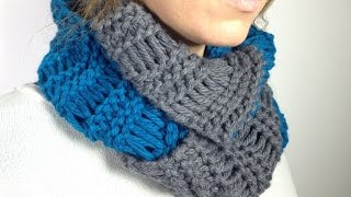 How to Loom Knit an Infinity Scarf in Elongated Stitch using a Round Loom DIY Tutorial [upl. by Fira]