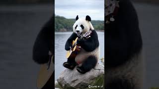 Ami pari na r pari na 😂 cute panda playing guitar AI generated video babypanda cutepanda ai [upl. by Hi]