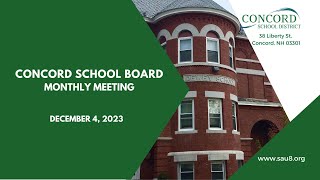 Concord School Board Monthly Meeting 12423 [upl. by Noe]