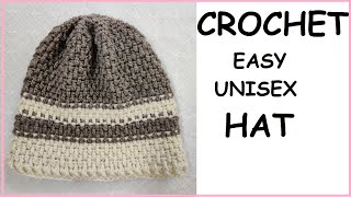 Crochet Classic Mens Hat  Beanie Tutorial [upl. by Anitreb]