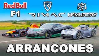 Auto de F1 vs Rimac vs McMurtry ARRANCONES [upl. by Enyamart]