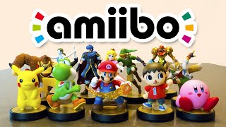 Nintendo Amiibo Unboxing Mario Link Marth Villager Wii Fit Trainer Smash Bros Figures [upl. by Oicnanev]