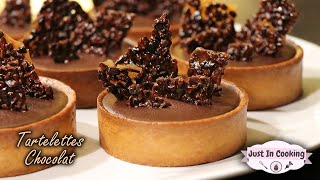 Recette de Tartelettes au Chocolat Praliné et Tuiles de Grué de Cacao [upl. by Swanhilda]