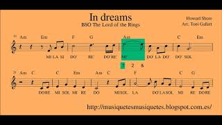 In dreams BSO El Señor de los anillos Partitura flauta  playalong C instruments [upl. by Mcgee]