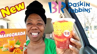 BASKIN ROBBINS NEW Mangonada Drink Review  Sweet AND Salty Lets Give It a Try [upl. by Turne]