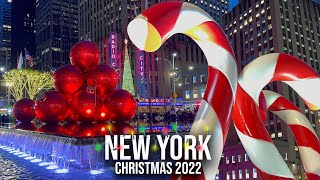 ⁴ᴷ NYC Christmas ✨ Rockefeller Center Radio City Music Hall amp 6th Avenue Christmas Decoration 2022✨ [upl. by Hilbert]