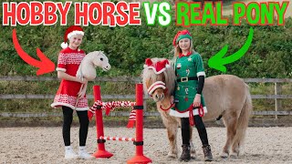 HOBBY HORSE VS REAL SHETLAND PONY CLOUDY  disaster  VLOGMAS [upl. by Jenilee]