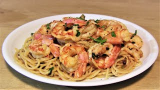 Spaghetti Shrimp Scampi Recipe  spicy garlic shrimp scampi with spaghetti and a white wine sauce [upl. by Hun]