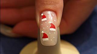 Christmas motif  Santas hat as fingernail decoration [upl. by Brass741]