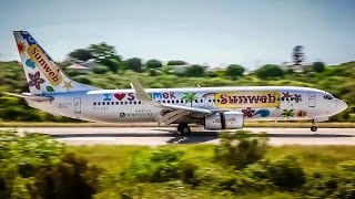 WINDY SKIATHOS LANDING  Transavia Boeing 7378K2 PHHZL quotSunwebquot cs [upl. by Tihor54]