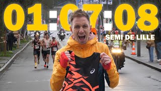 Reportage avec Dorian Louvet  Courir le SEMIMARATHON de Lille en moins de 1h08  1885kmh [upl. by Kirenoj]